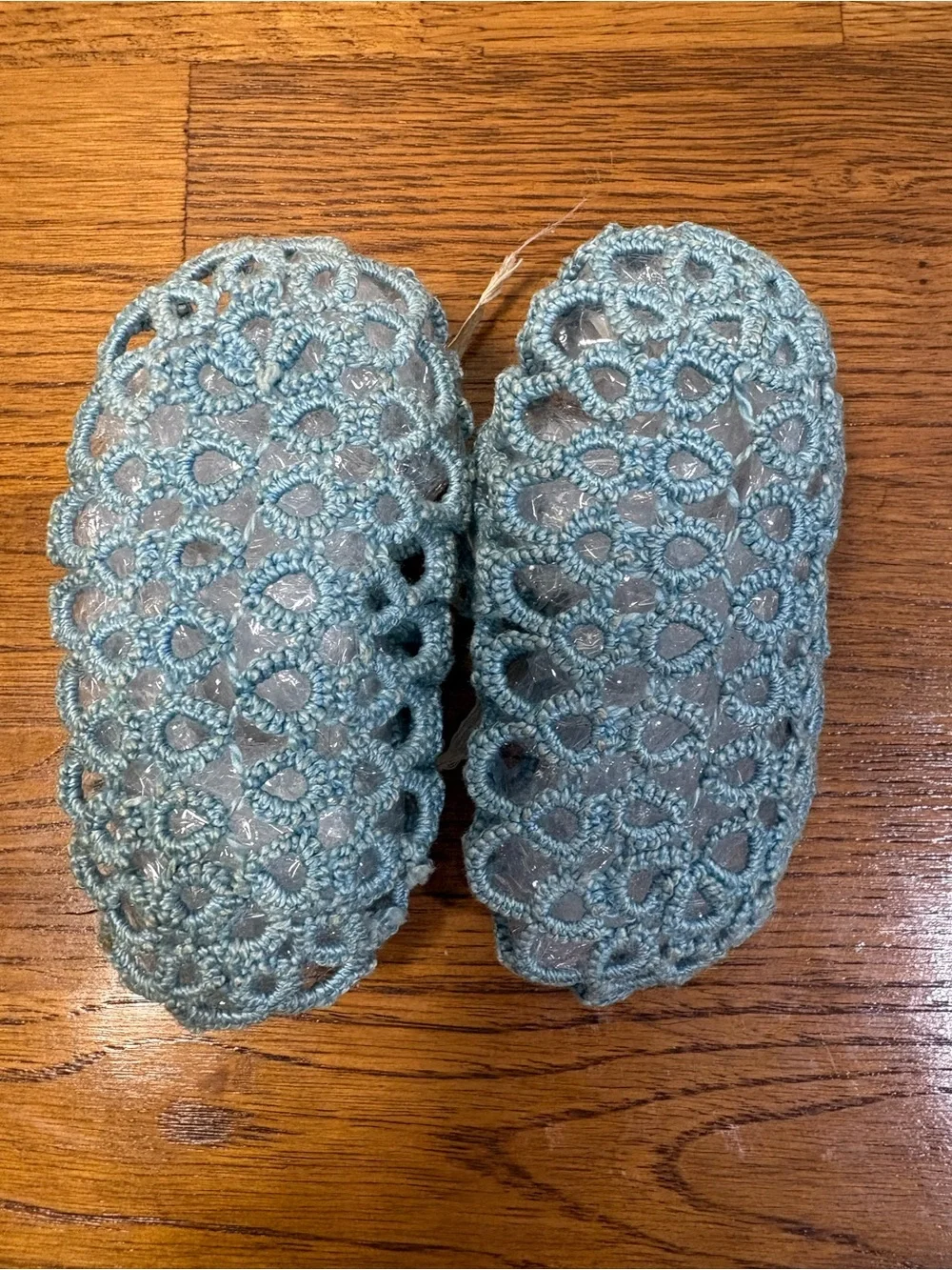 Vintage Tatted Blue Baby Shoes Made in 1952